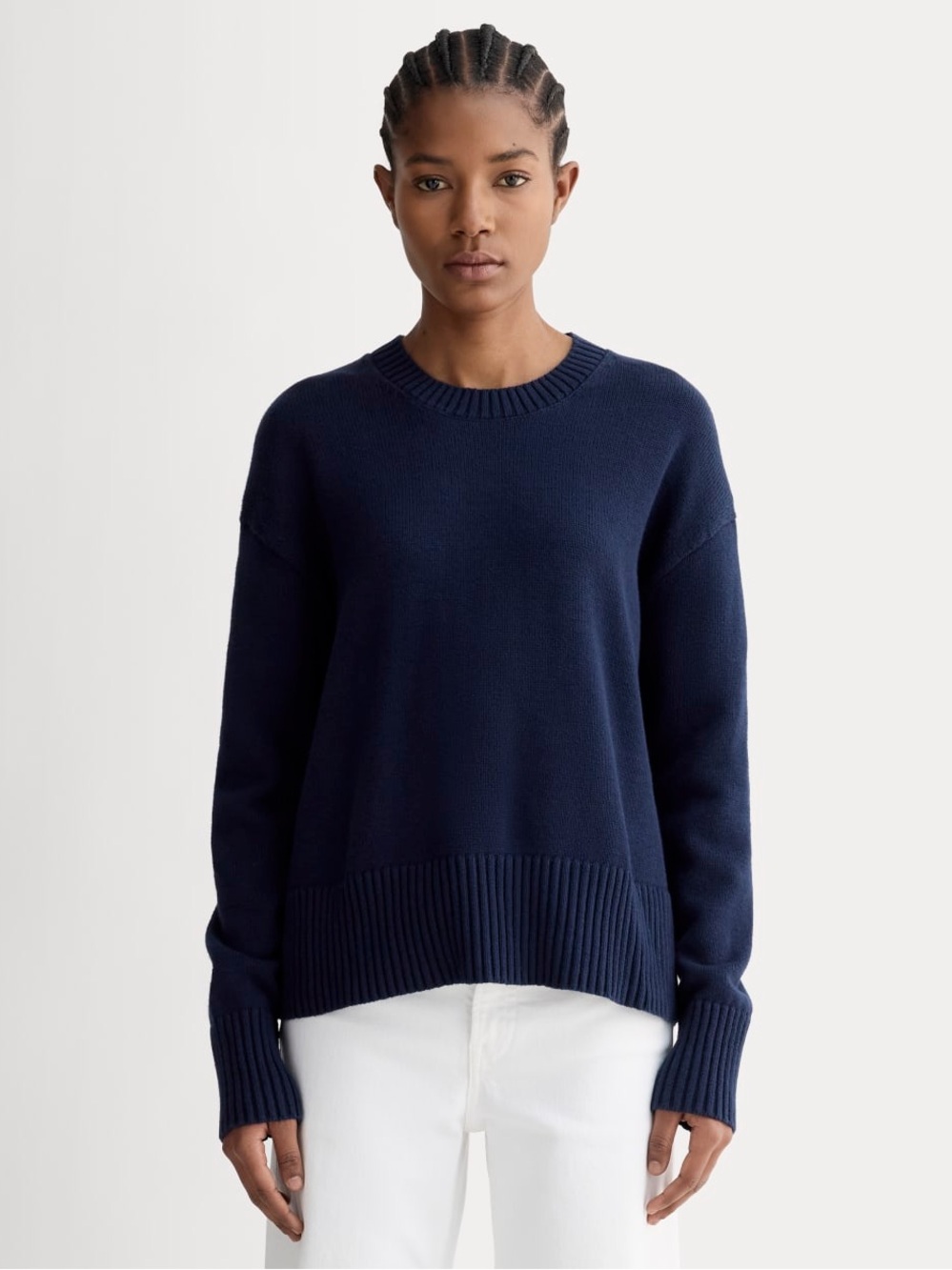 Everlane Boxy Sweater Everyday Cotton Navy Size S Organic Cotton NWOT